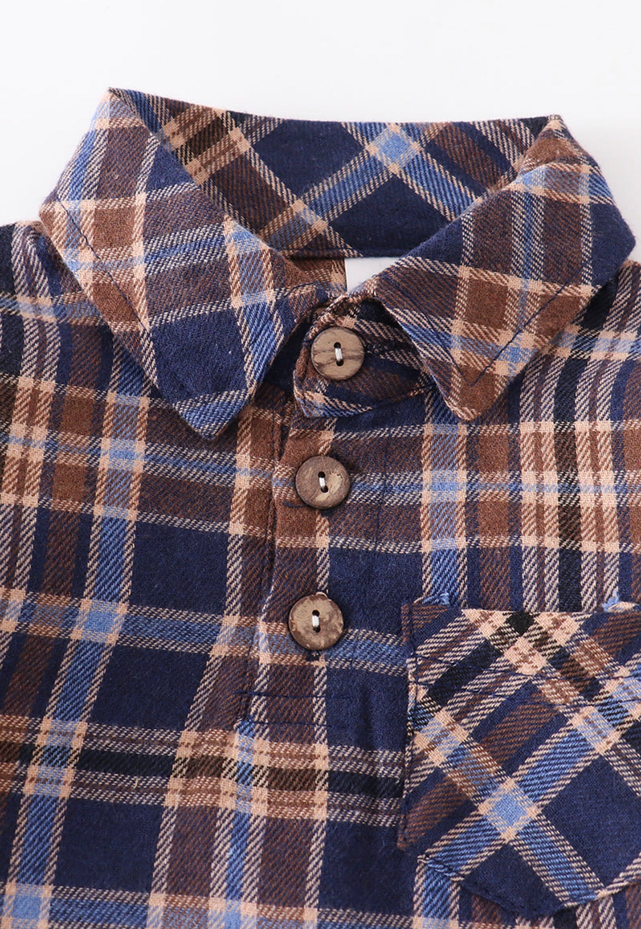 Blue Tan Plaid Romper