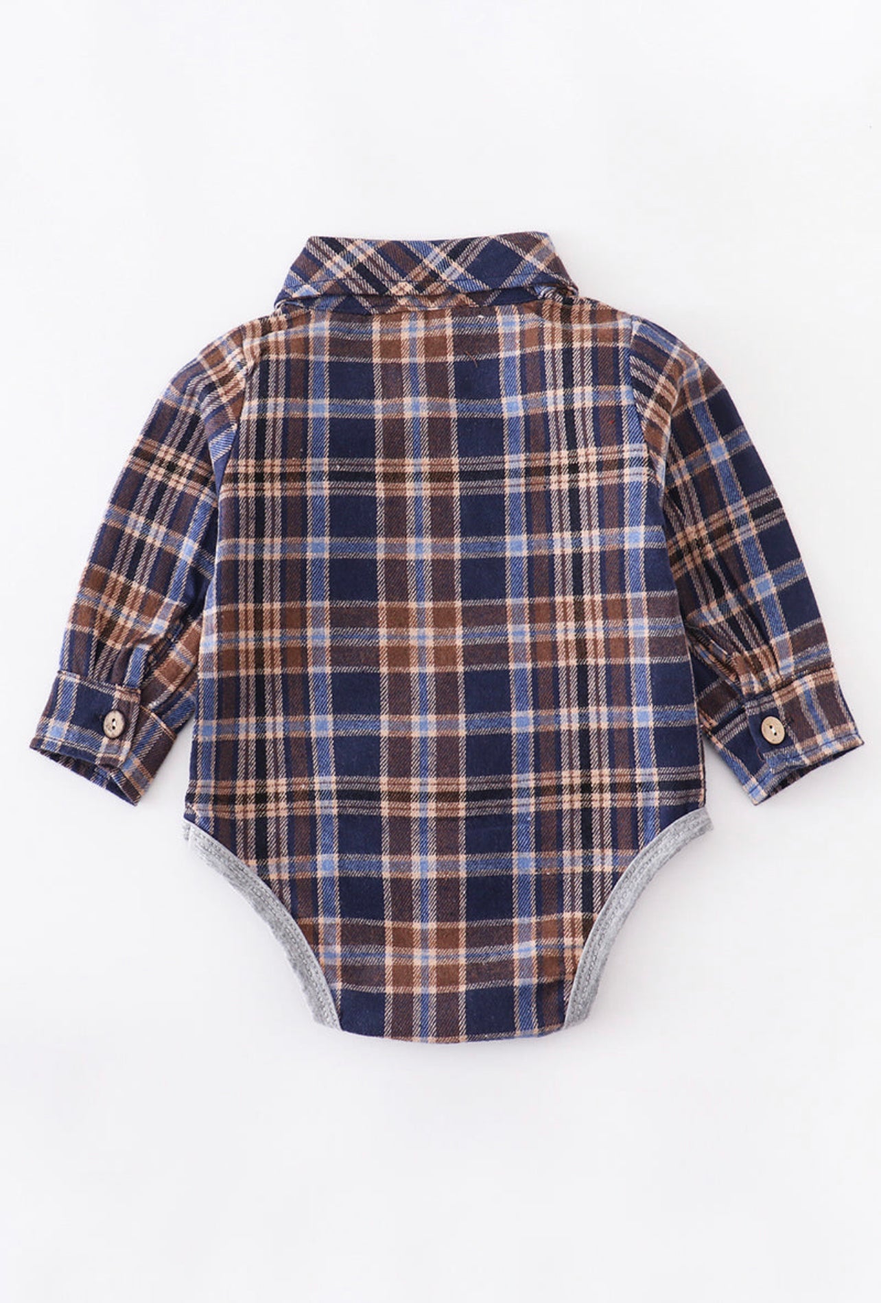 Blue Tan Plaid Romper