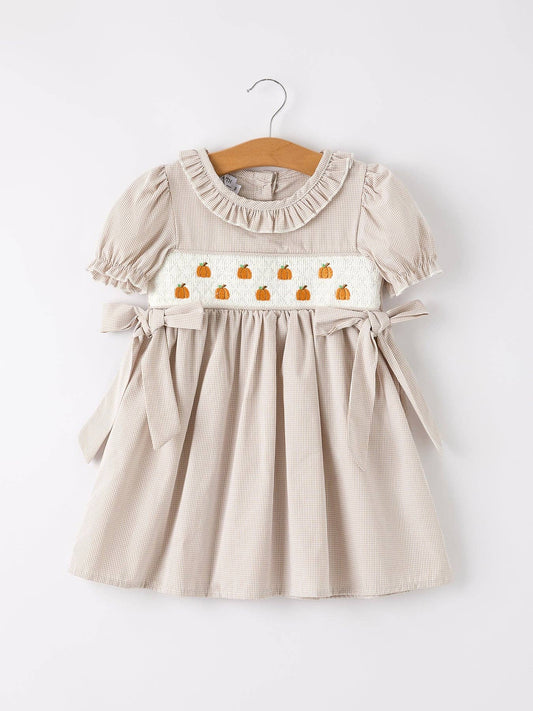 Beige Pumpkin Smock Dress