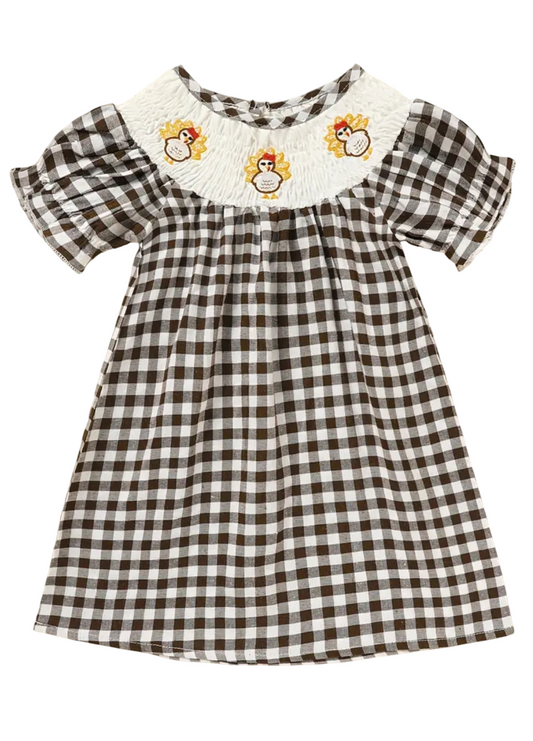 Smocked Turkey Plaid Dress