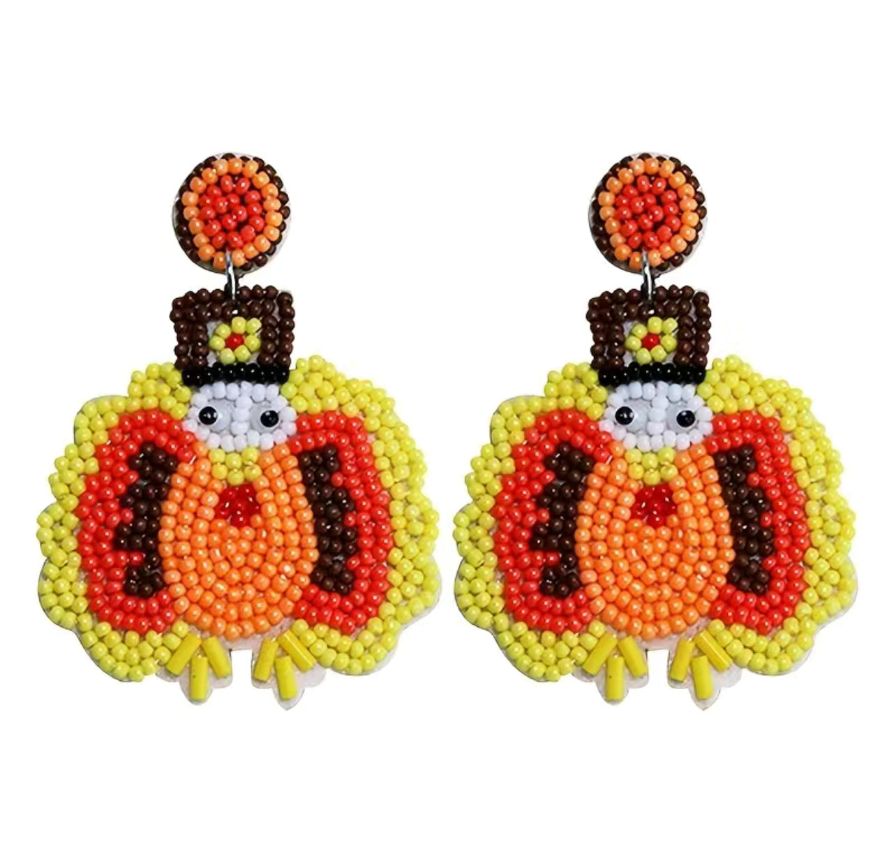 Yellow Beaded Turkey Earrings