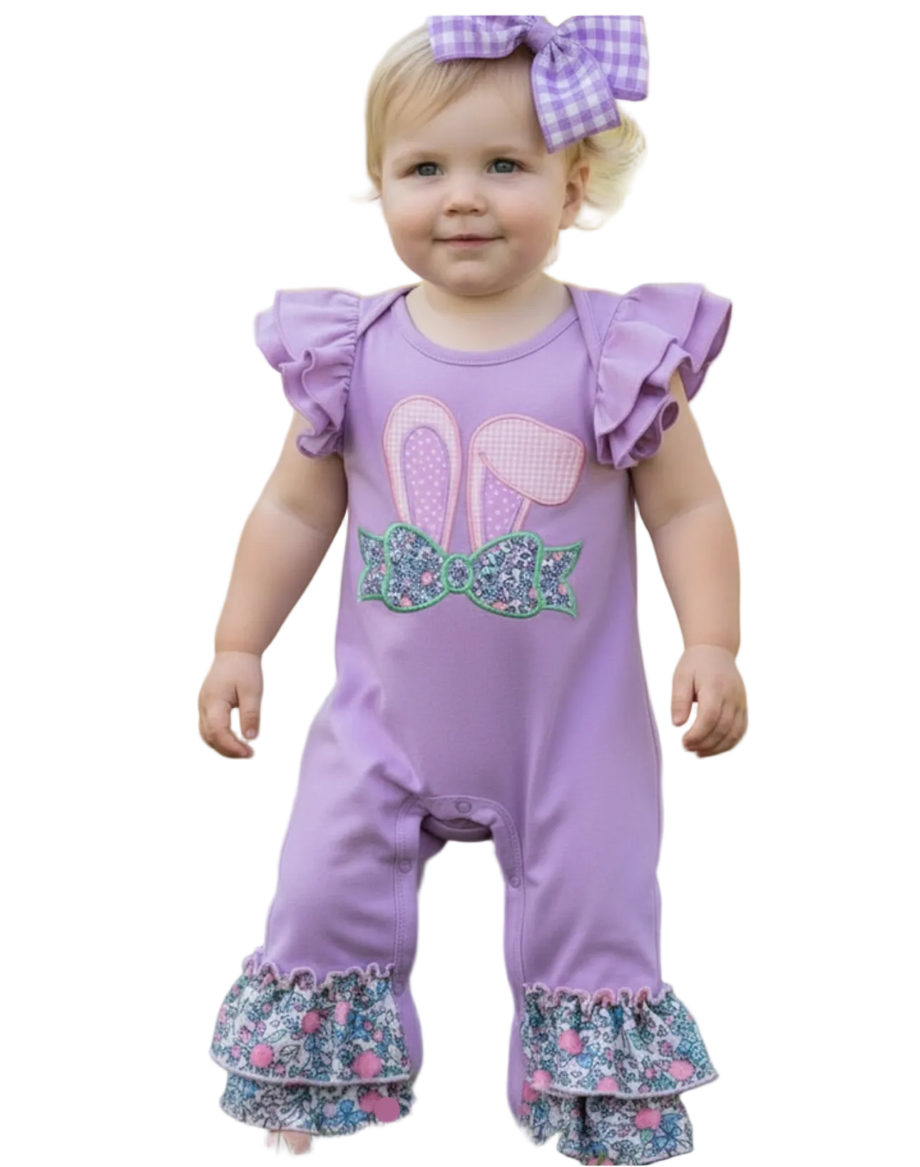 Purple Bunny Floral Romper