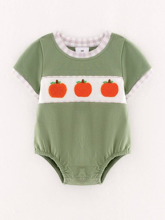Pumpkin Boys Chenille Green Romper
