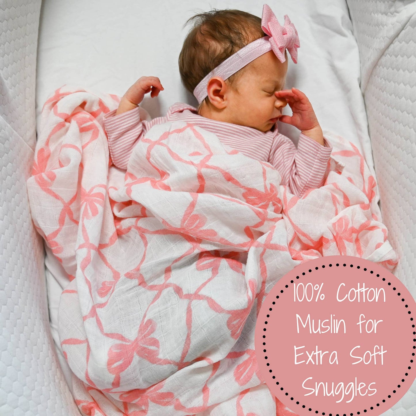 Pink Bows Swaddle Blanket