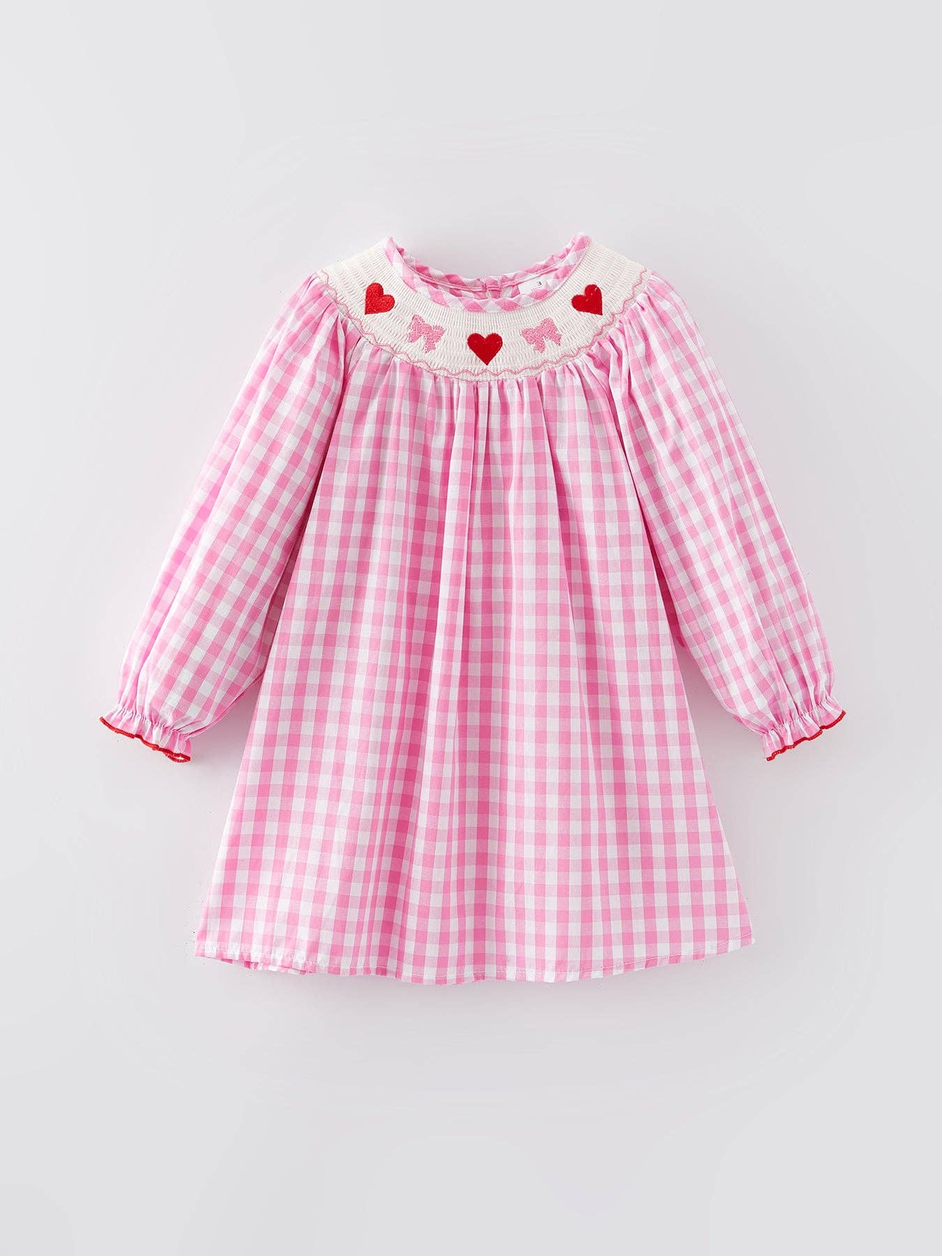 Heart Bow Smocking Pink Dress