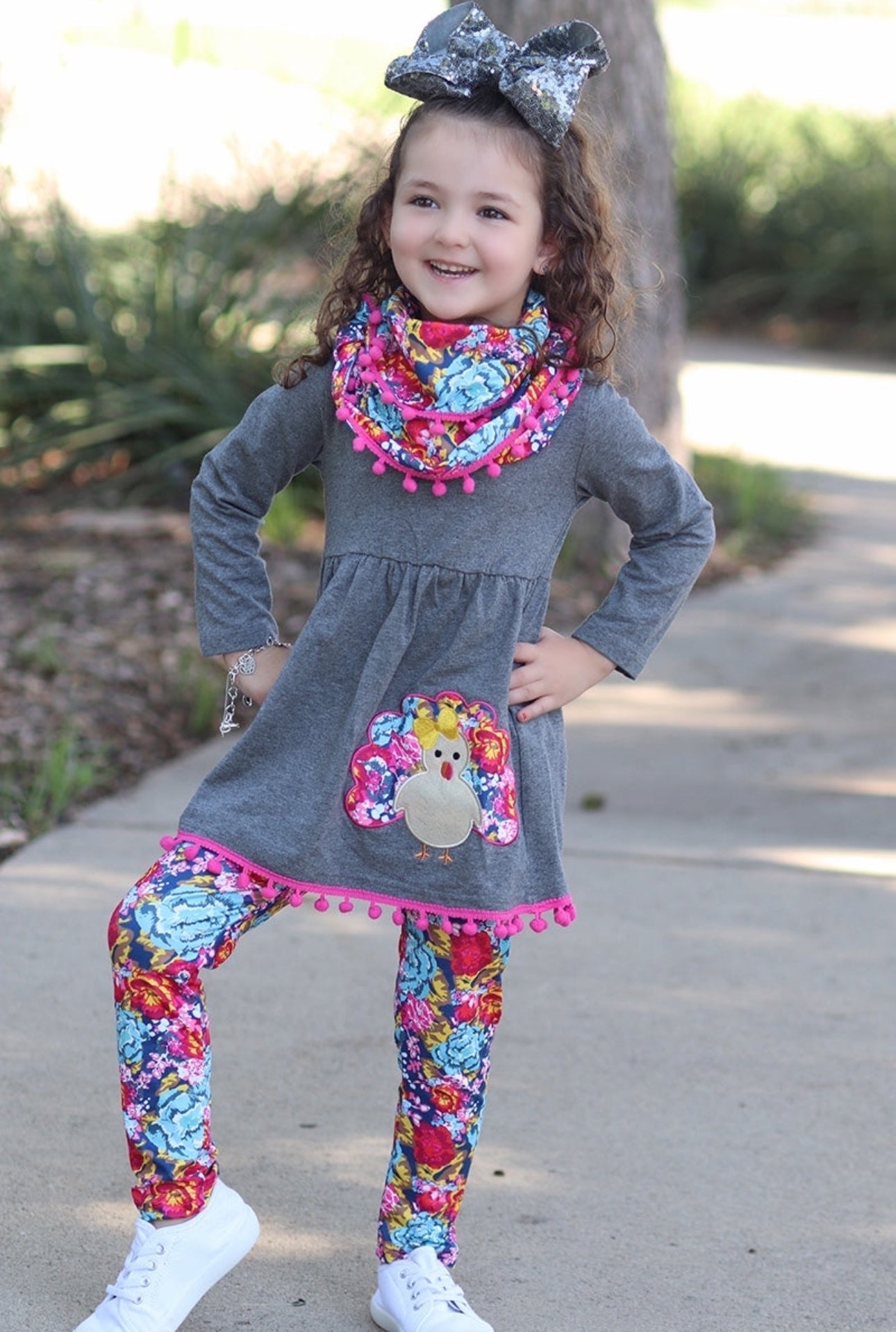 Floral Turkey Set with Scarf