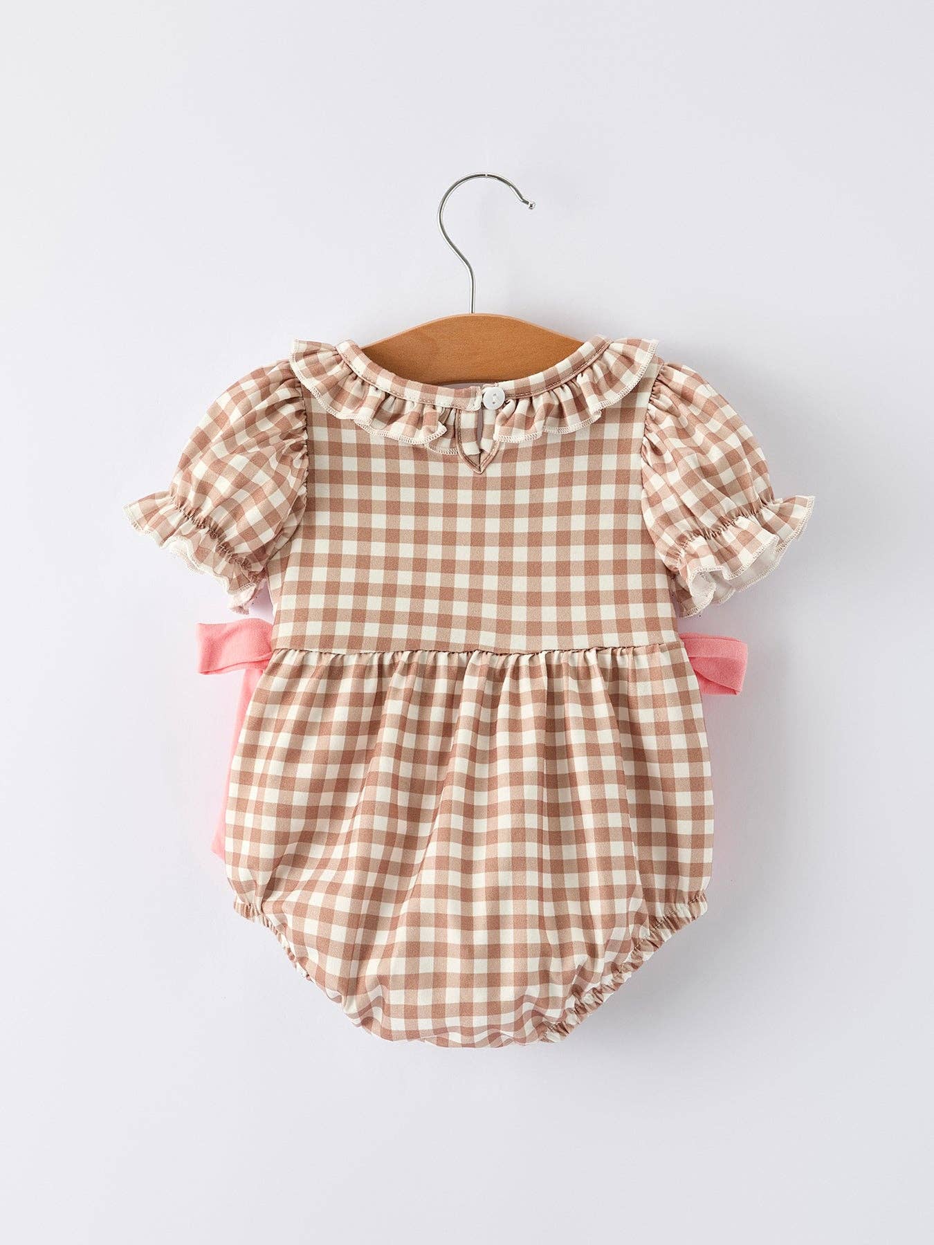 Plaid Gingerbread Smocked Bubble