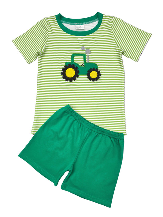 Farm Tractor Appliqué Shorts Set