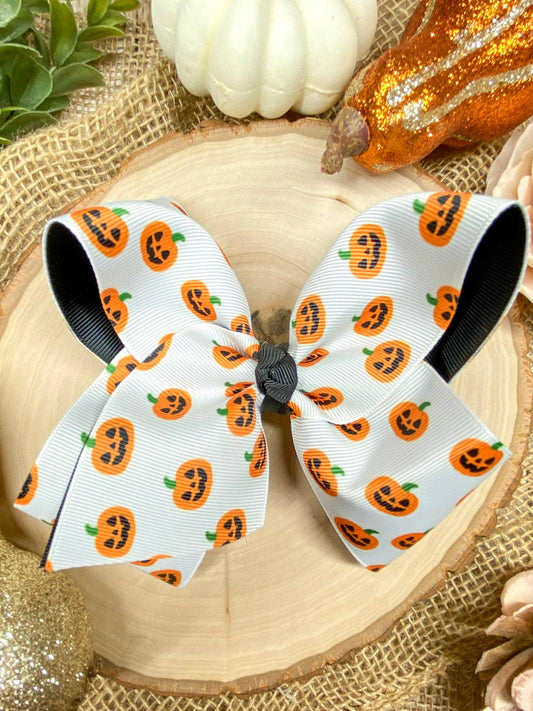 White Jack-O-Lantern Bow