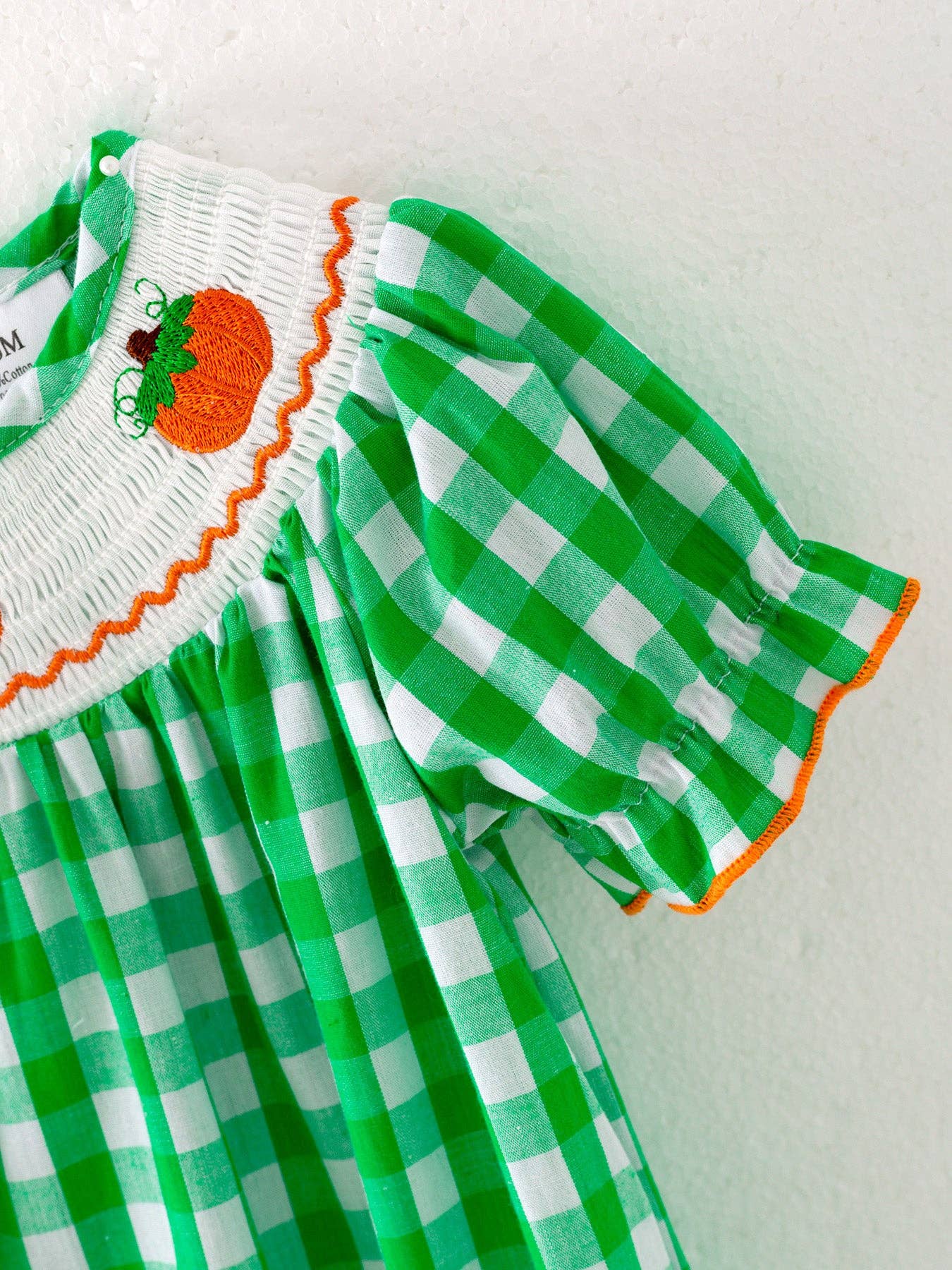 Green Gingham Smock Pumpkin Bubble