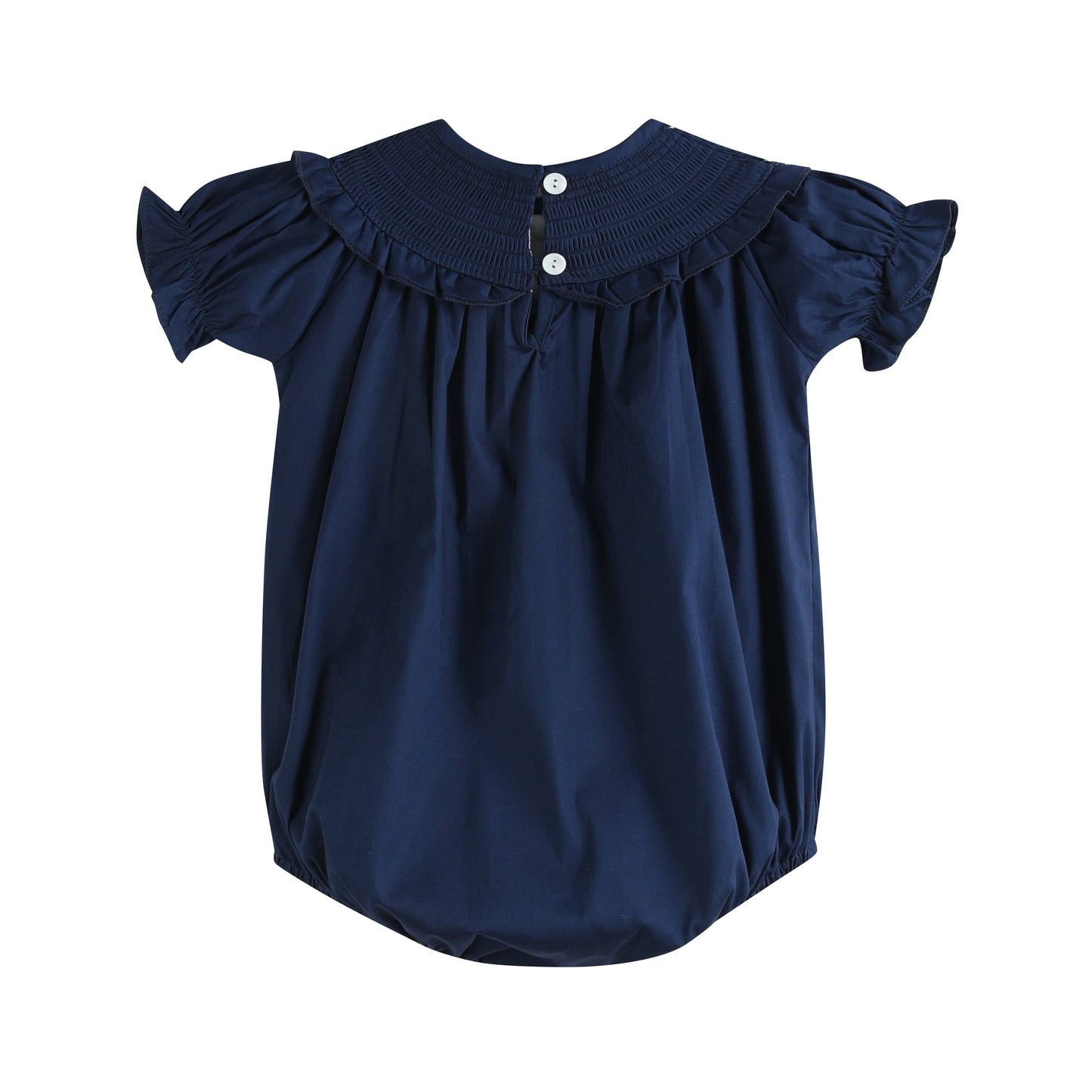 Blue Nativity Smocked Ruffle Bubble