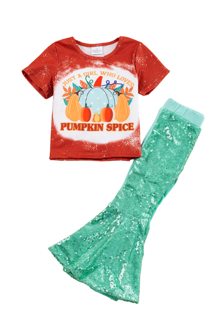 Pumpkin Spice Turquoise Sequin Set