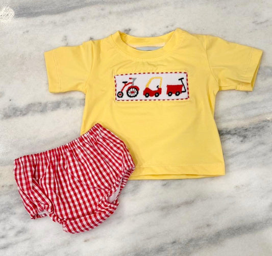 Red Toy Boy Bloomer Set