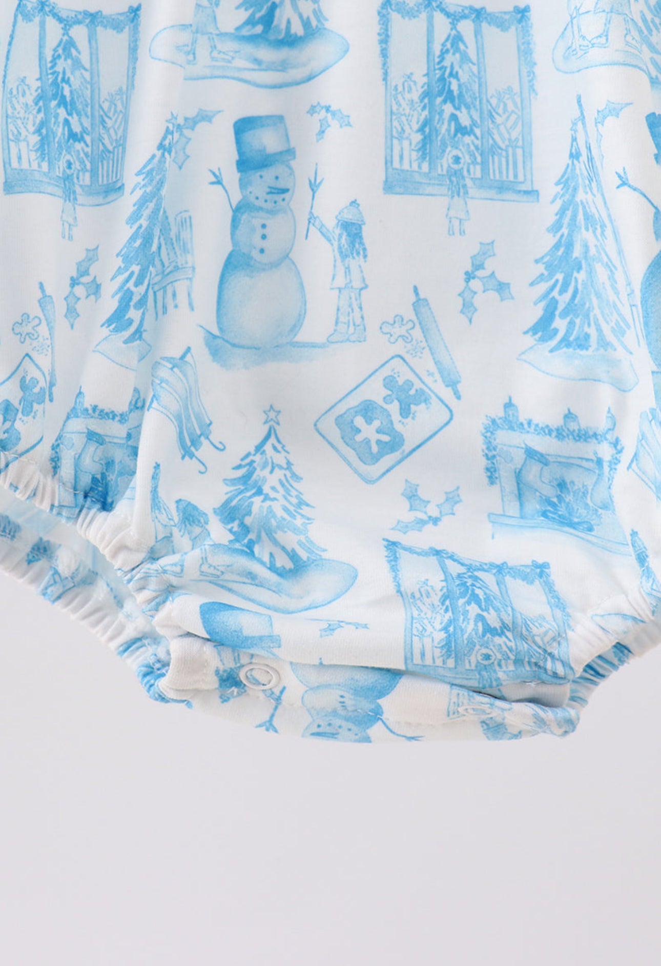 Blue Snowman Smocked Bubble