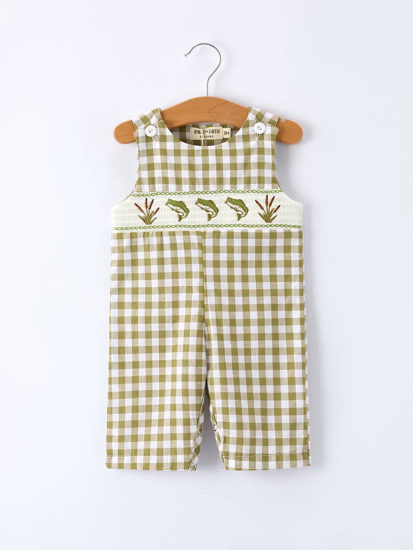Green Plaid Fish Smocked JonJon