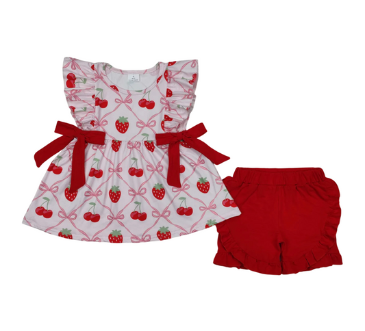 Strawberry Bow Ruffle Set