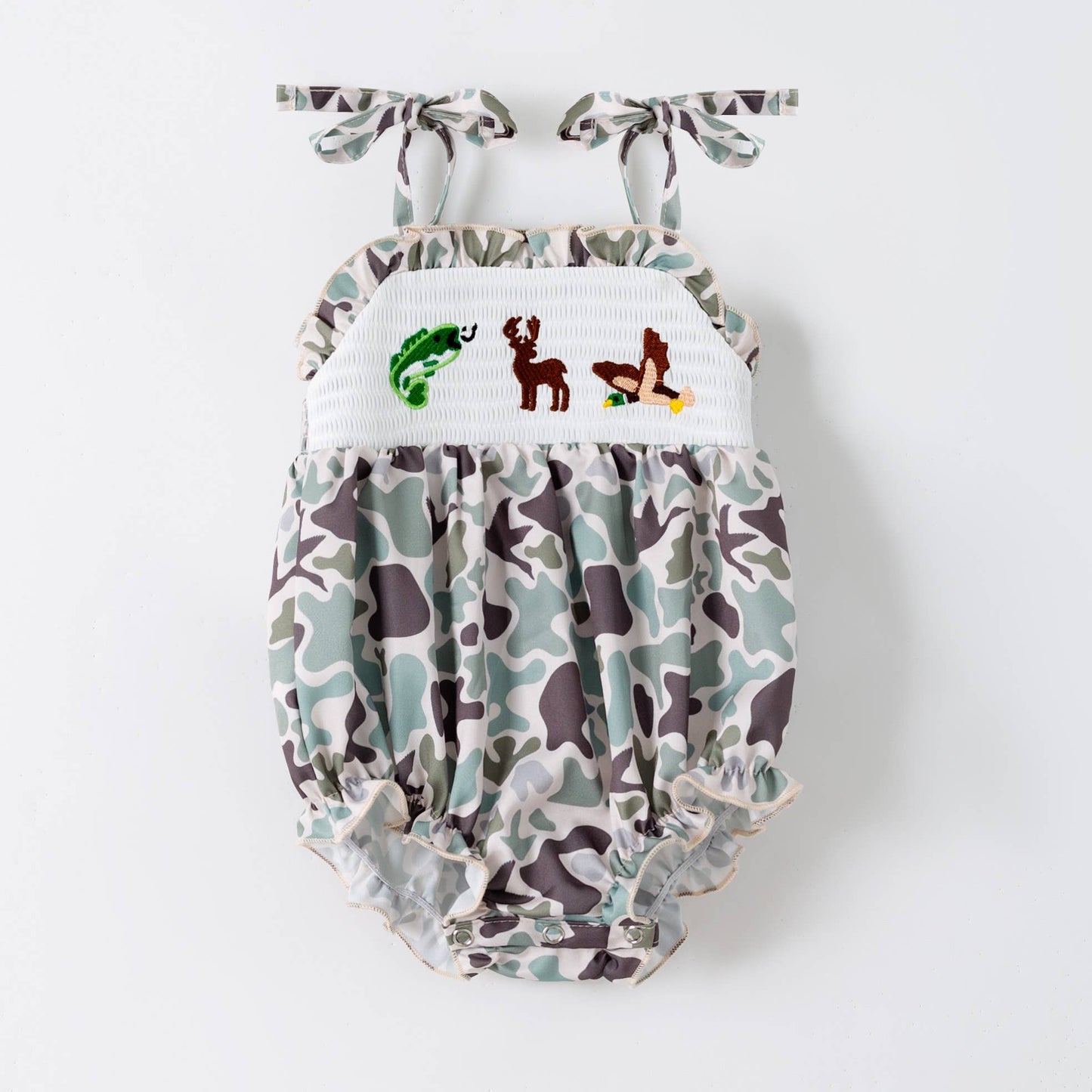 Muted Camo Smocked Bubble