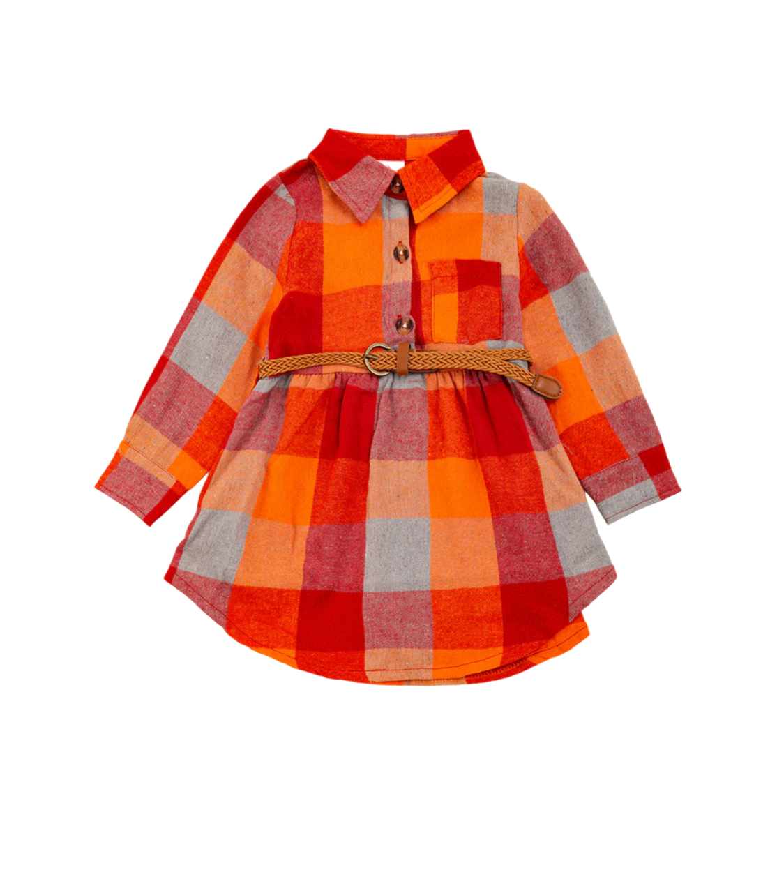 Orange Red Plaid Dress