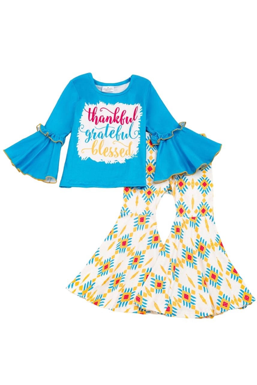 Thankful Grateful Blessed Blue Flare Set