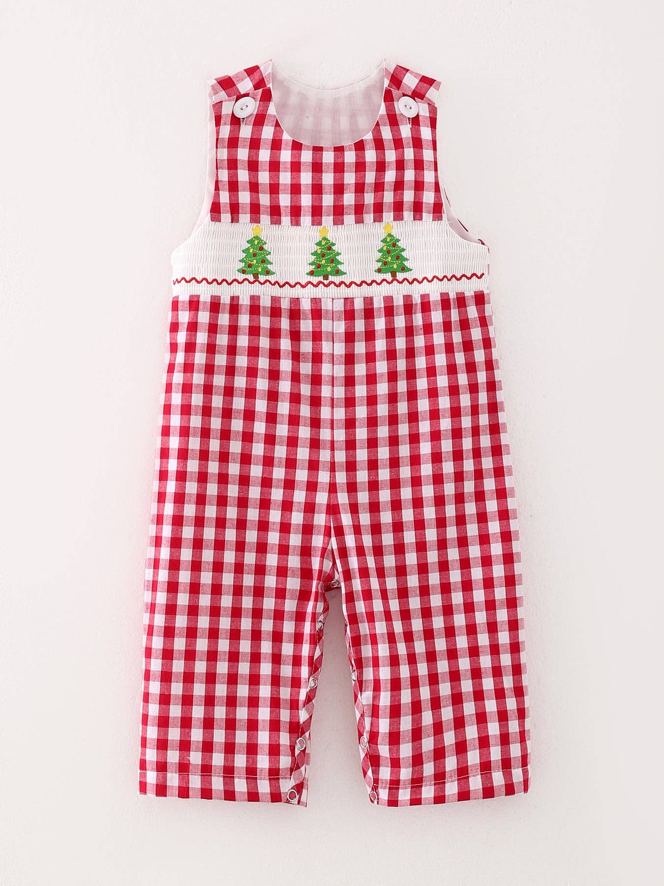 Red Plaid Christmas Tree Smocking JonJon