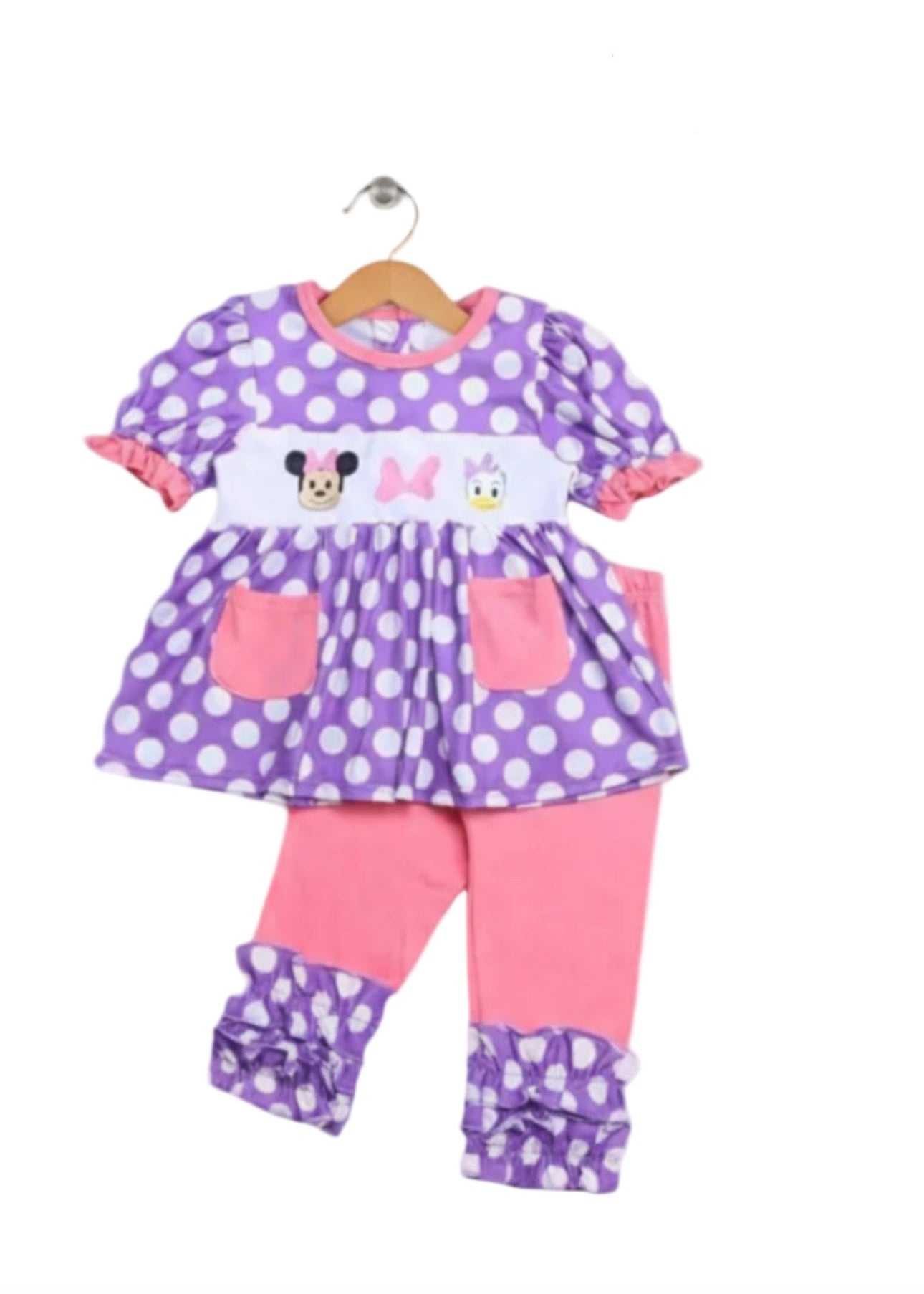 Magical Friends - Pink And Purple Polka Dot Embroidered