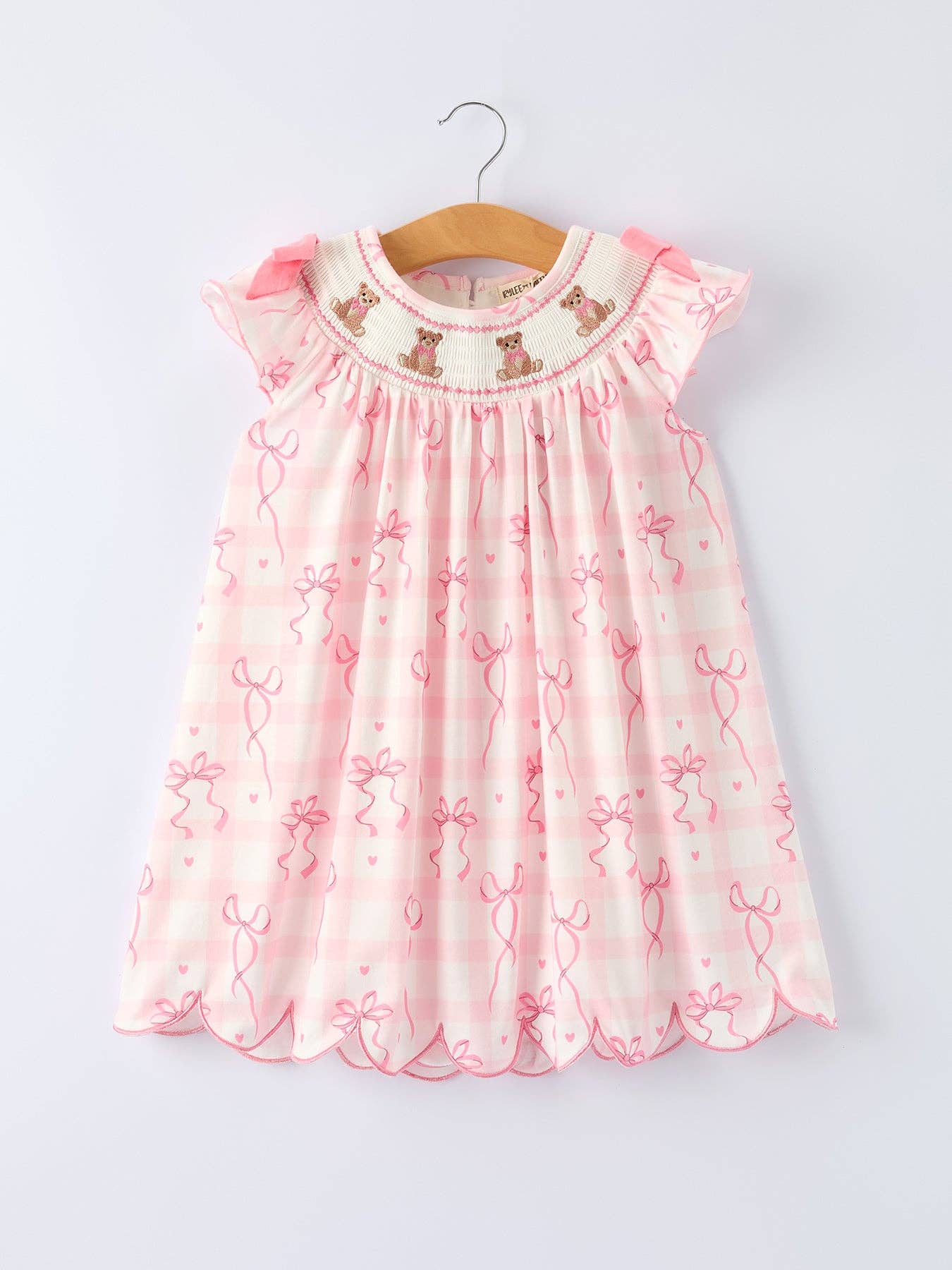 Pink Bow Teddy Smocked Dress