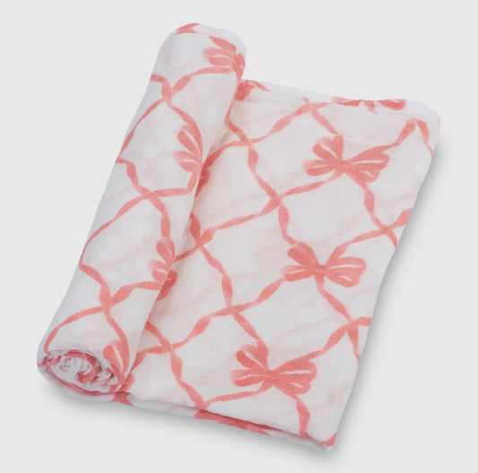 Pink Bows Swaddle Blanket