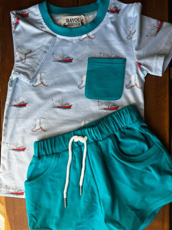 Blue Shrimp Short Set