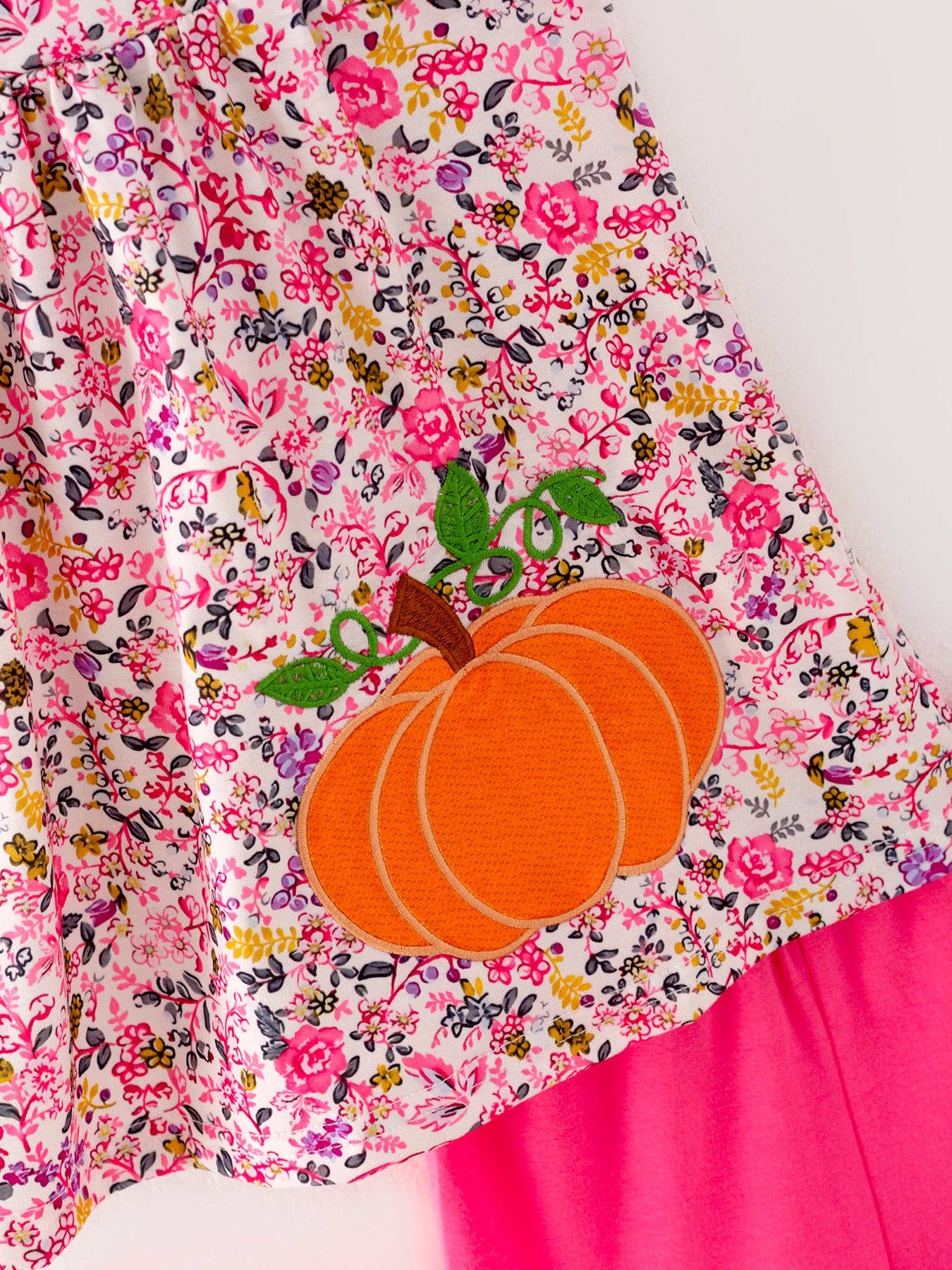 Girls Pumpkin Floral Applique Outfit