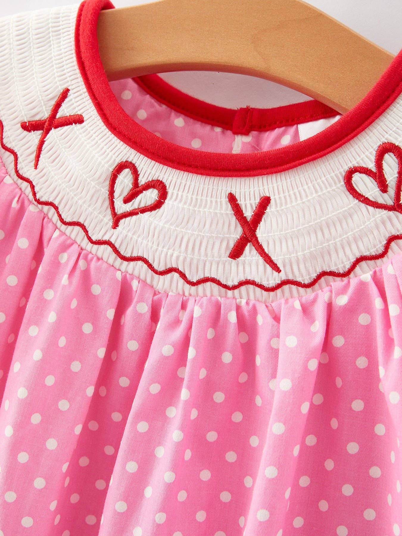 Valentine's Day Smocking Polka Dots Dress