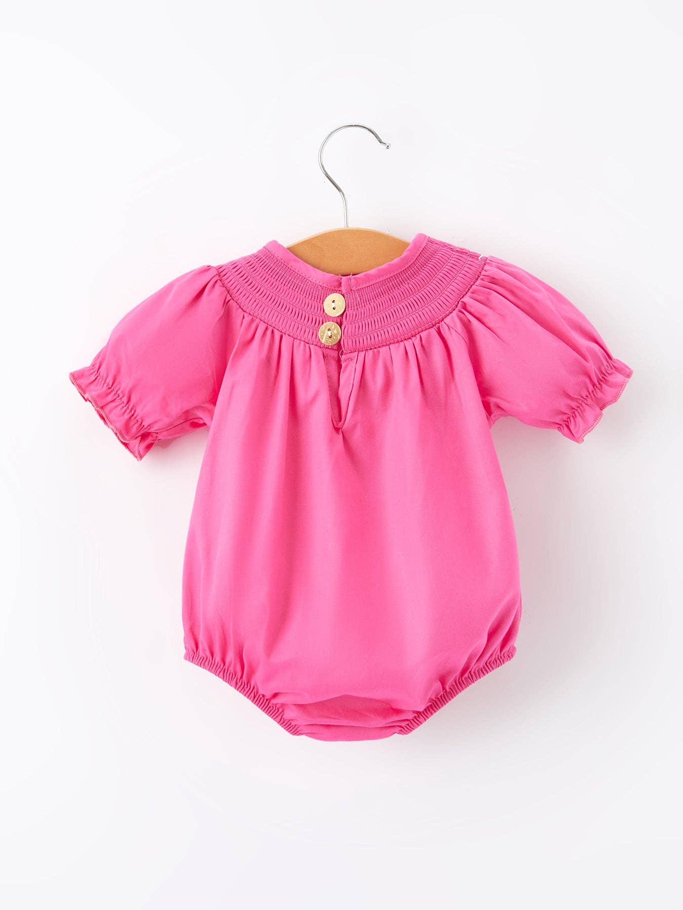 Bow Smocking Hot Pink Romper