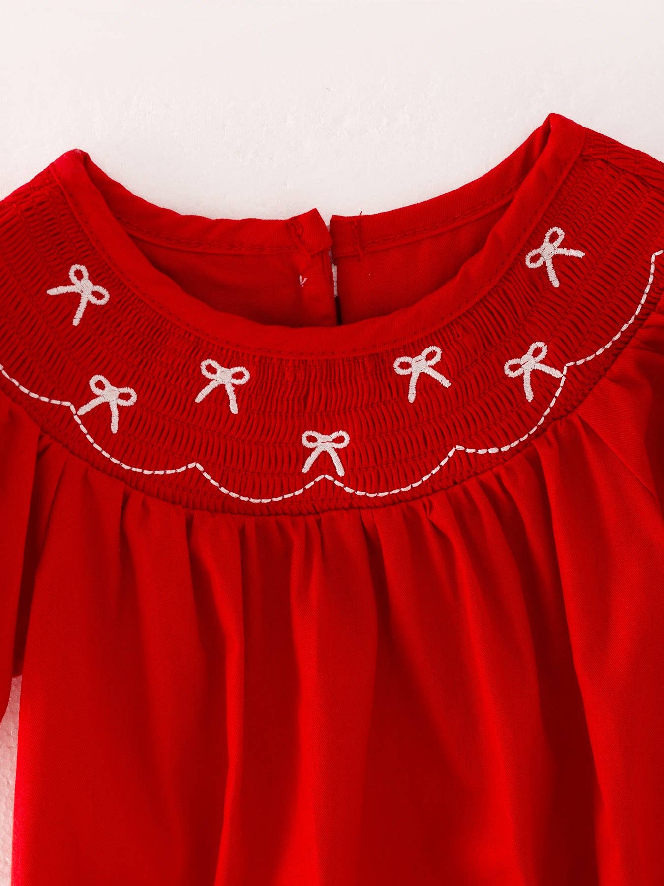 Bow Smocking Red Romper