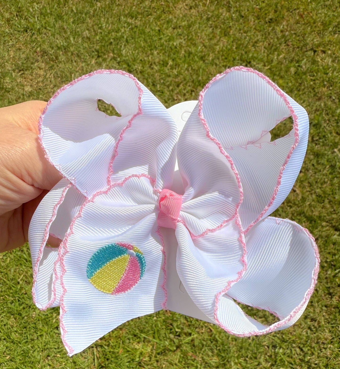 Beach Ball Embroidered Hair Bow