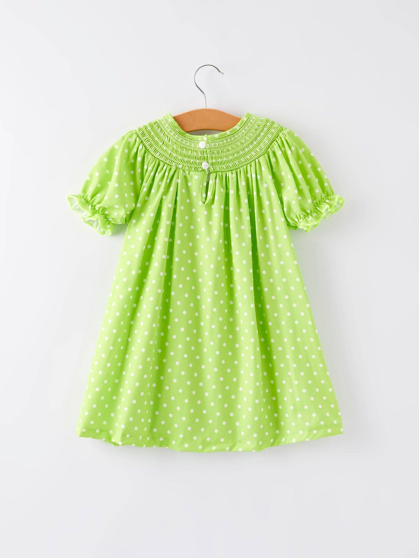 Green Smocking Santa Girls Dress