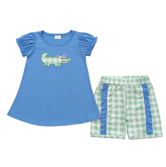 Crocodile Gingham Ruffle Set