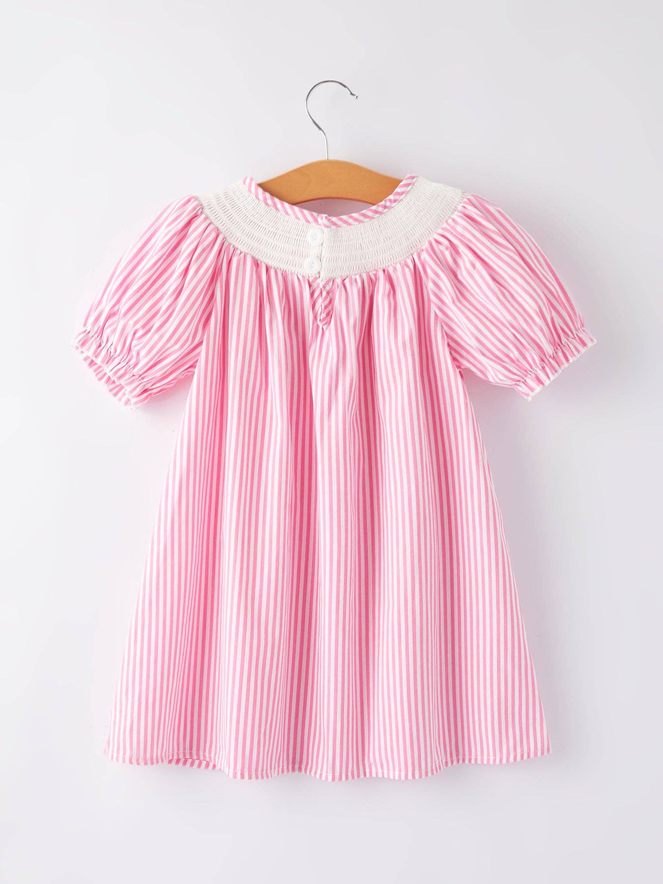Striped Cupcake Smocking Pink Dress