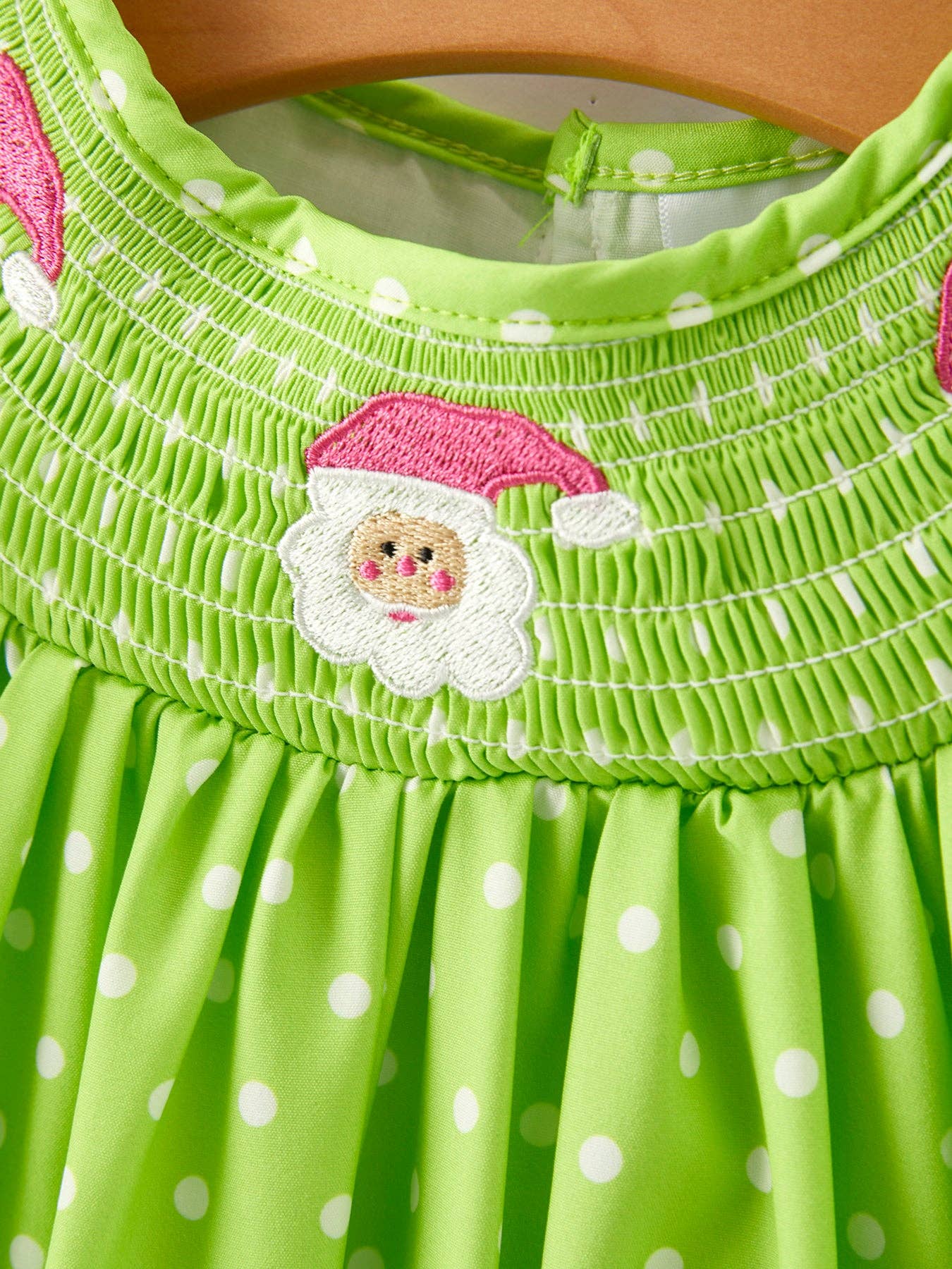 Green Smocking Santa Girls Dress