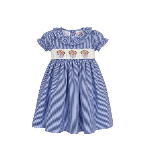 Floral Vase Chinoiserie Seersucker Dress