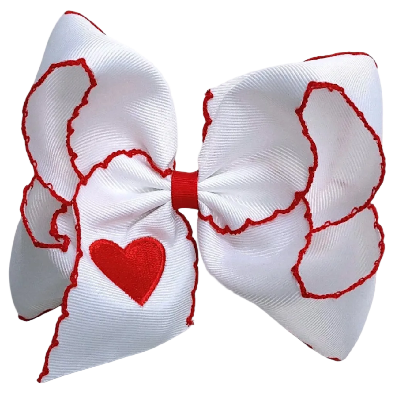 Moon Stitch Heart Hair Bow