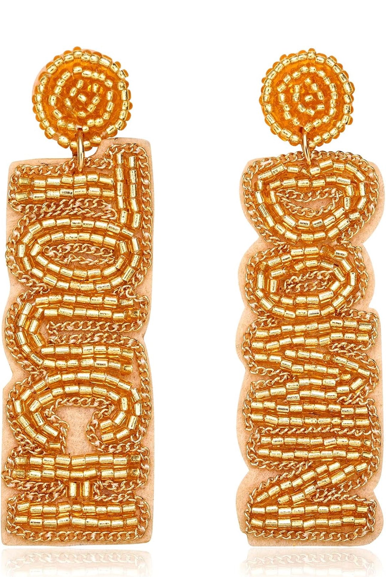 Gold Touch Down Beaded Earrings