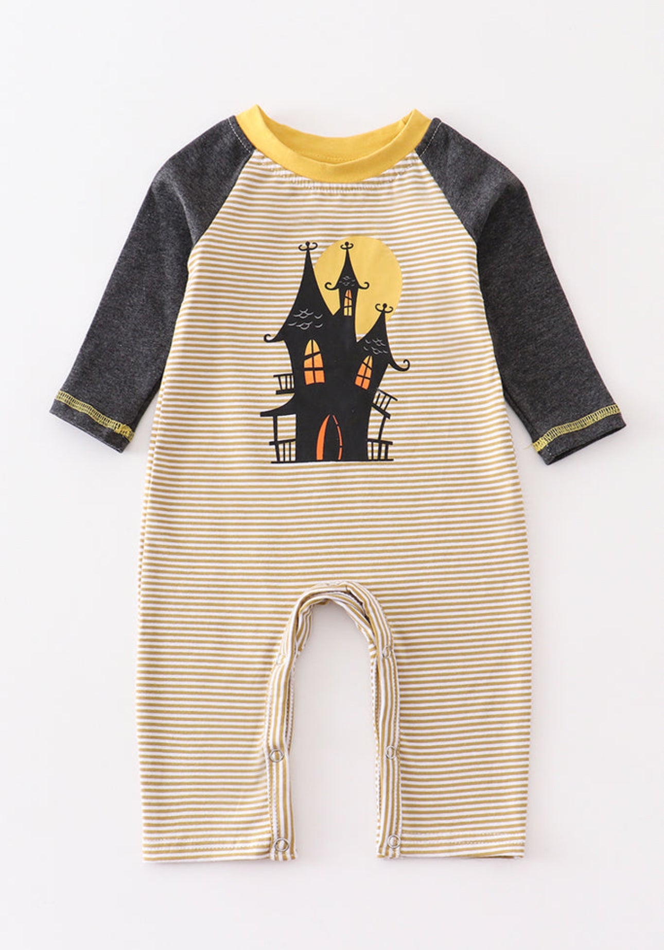 Halloween Stripe Castle Boy Romper