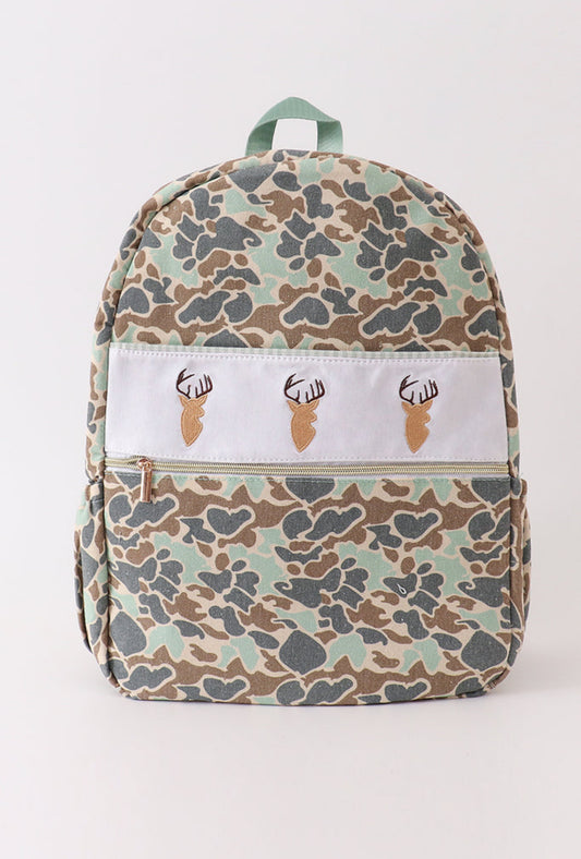 Camo Deer Embroidered Backpack