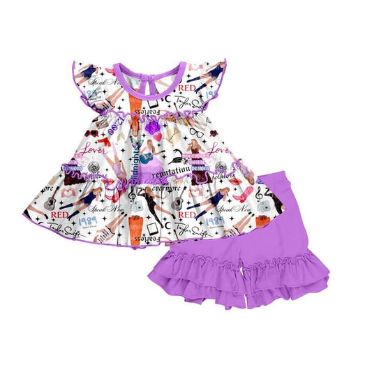 Purple Ruffle Taylor Swift Short Set