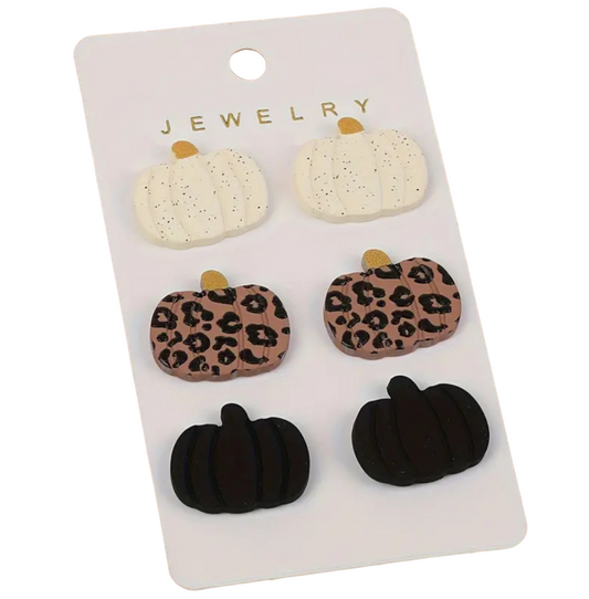 Pumpkin Stud Leopard Earrings