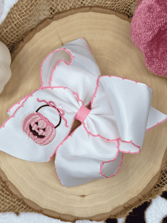 Pink Jack-O-Lantern Bucket Bow