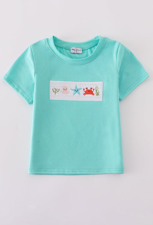 Blue Marine Smocked Tee