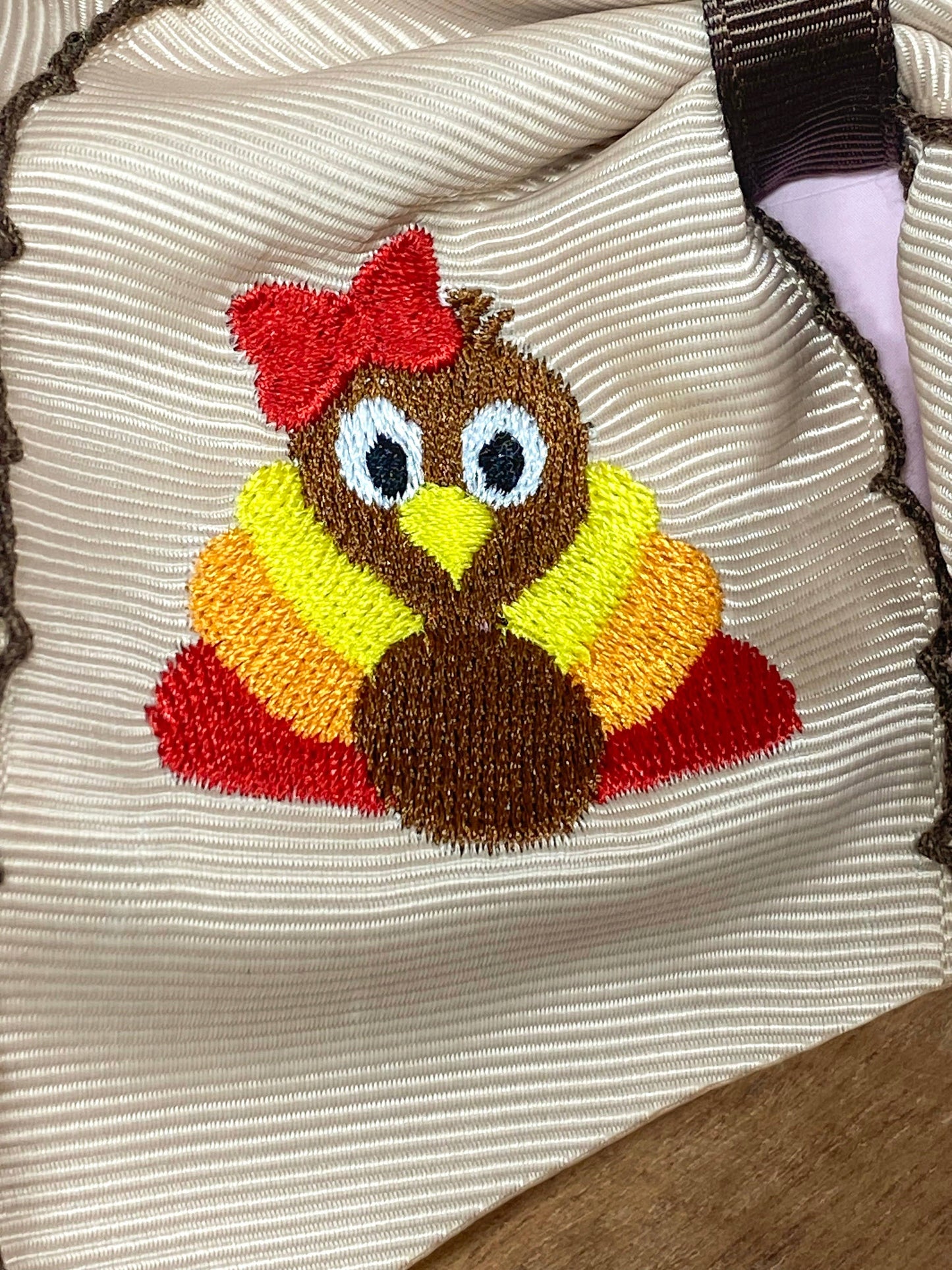 Turkey Embroidered Moonstitch Hair Bow
