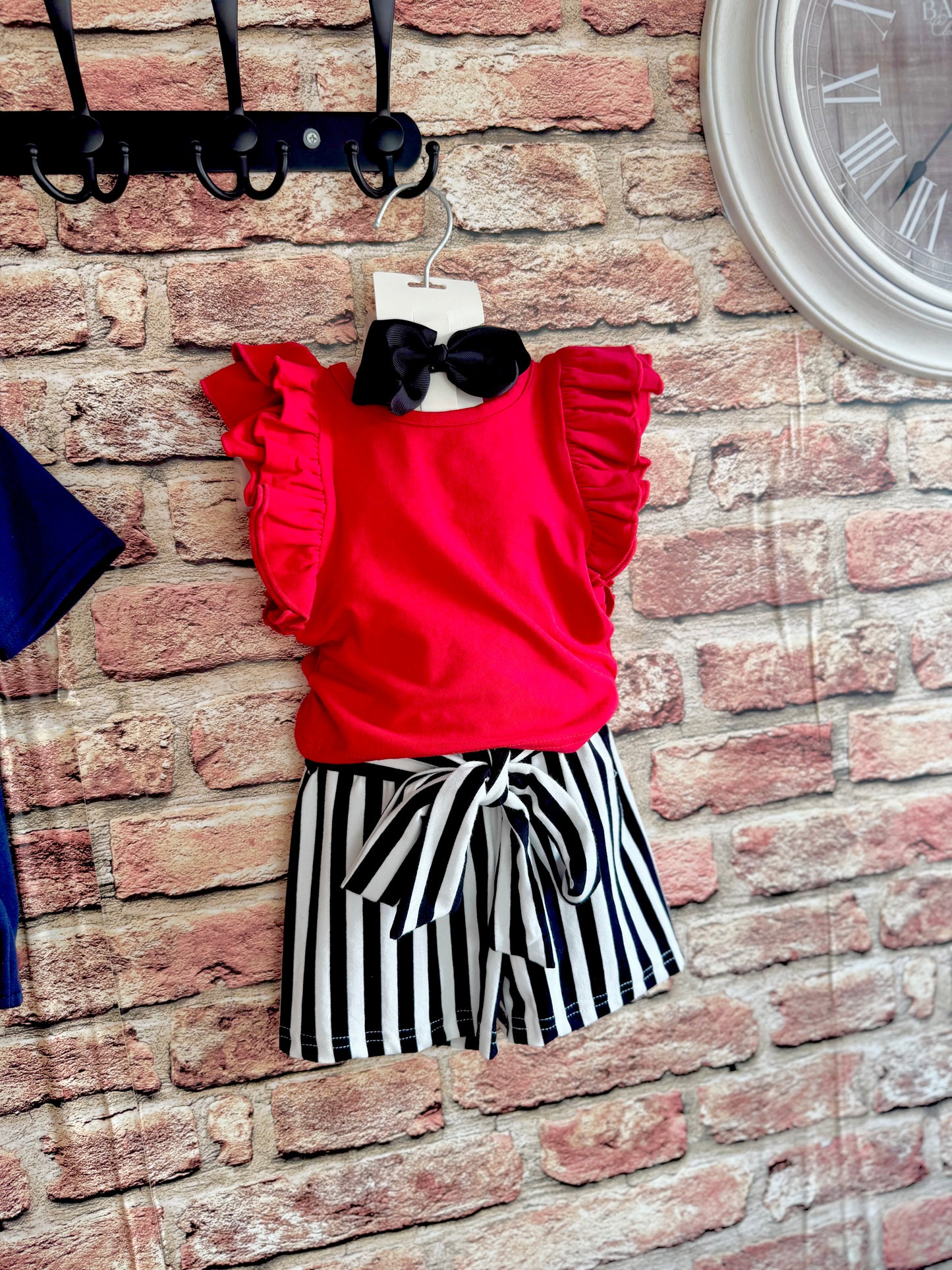 Red Stripe Short Set