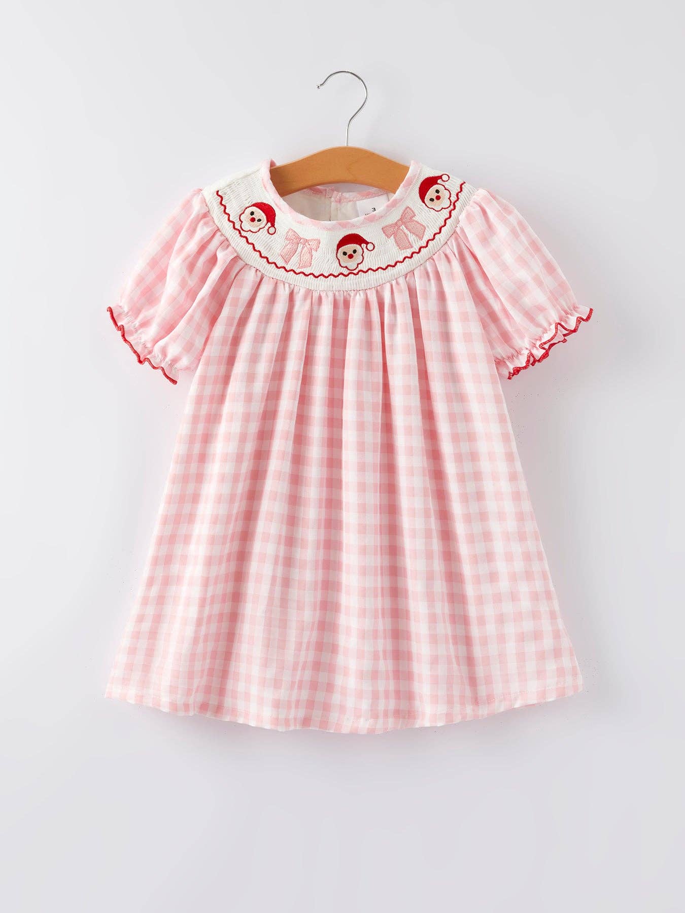 Smock Santa Bow Plaid Dress