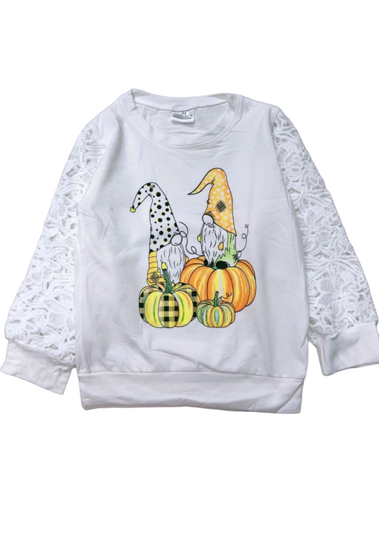 Gnome Pumpkin Long Sleeve with Lace